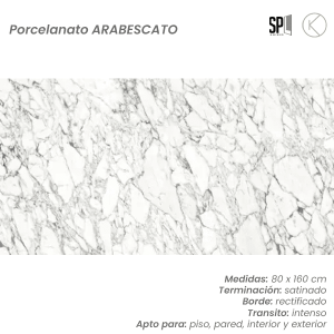 Porcelanato simil mármol ARABESCATO satinado 80x160 - cm