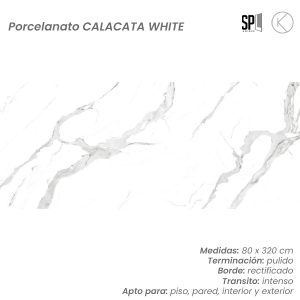 Revestimiento para baños porcelanato CALACATTA WHITE PULIDO 80x320