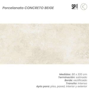 piso de porcelanato CONCRETO BEIGE 80x320 cm