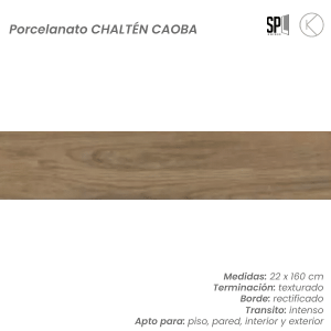 SIMIL MADERA PORCELANATO TEXTURADO CHALTÉN CAOBA 22×160cm