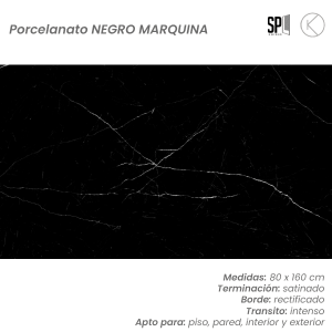 pisos porcelanato NEGRO MARQUINA SATINADO 80x160cm