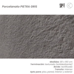 Pisos para exteriores porcelanato antideslizante PIETRA GRIS TEXTURADO 80x160cm