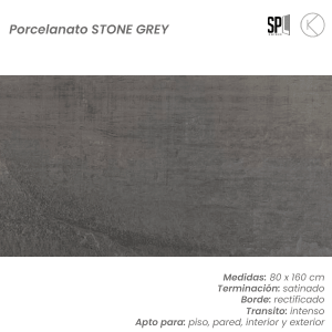 PORCELANATO GRIS STONE GREY 80x160 cm rectificado