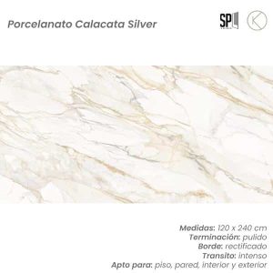 PISOS PORCELANATO PULIDO CALACATA SILVER 120x240CM