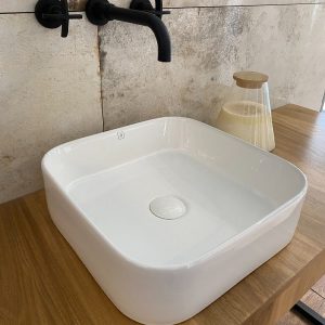 BACHA PARA BAÑO DE APOYO BLANCO BRILLANTE CUADRADA 37,5x37,5x11H - SELAH