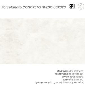 PISO PORCELANATO CONCRETO HUESO 80x320 cm GRANDES FORMATOS- 