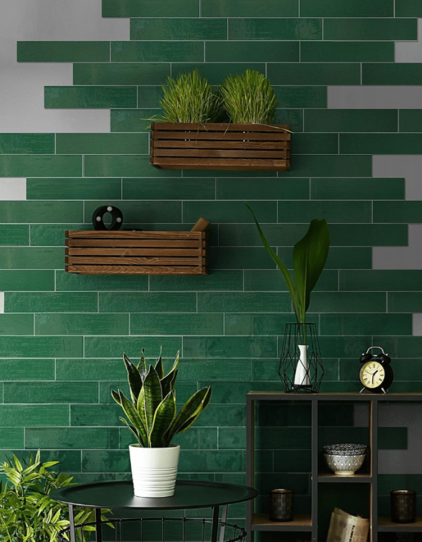 CERAMICO RECTANGULAR VERDE INGLES 7X28.5